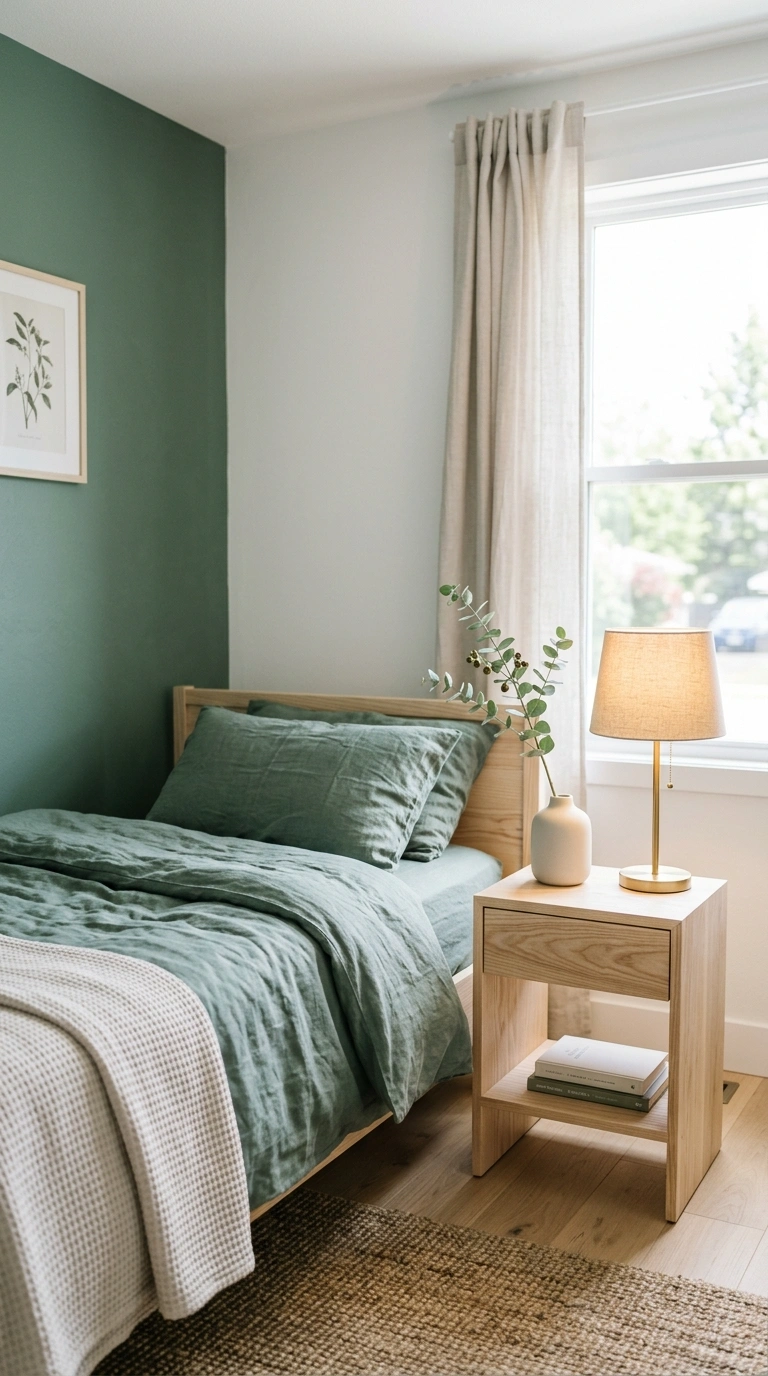 020 An airy small bedroom with chalk white flat finish