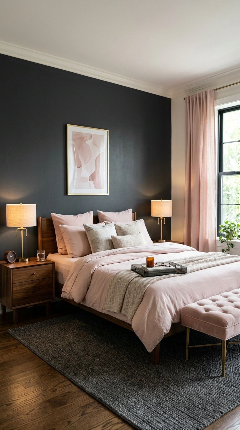 030 A magazine worthy bedroom with a charcoal accent w