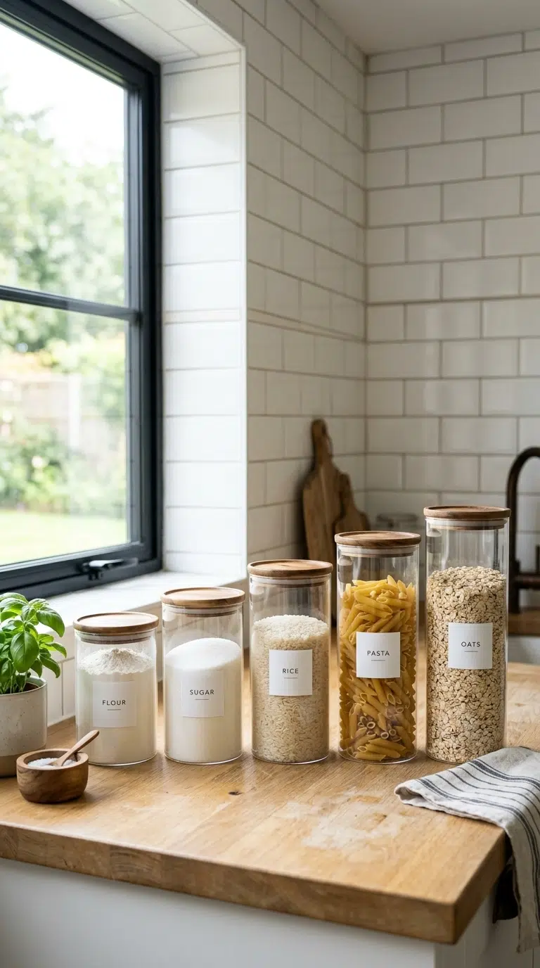 001 Clear Glass Canisters A bright kitchen counter cor