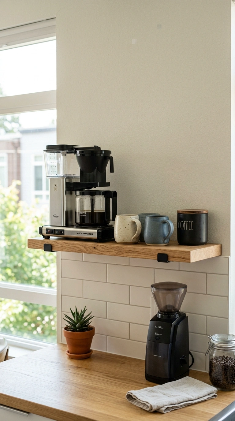 001 Floating Shelf Bar A narrow wood floating shelf mo