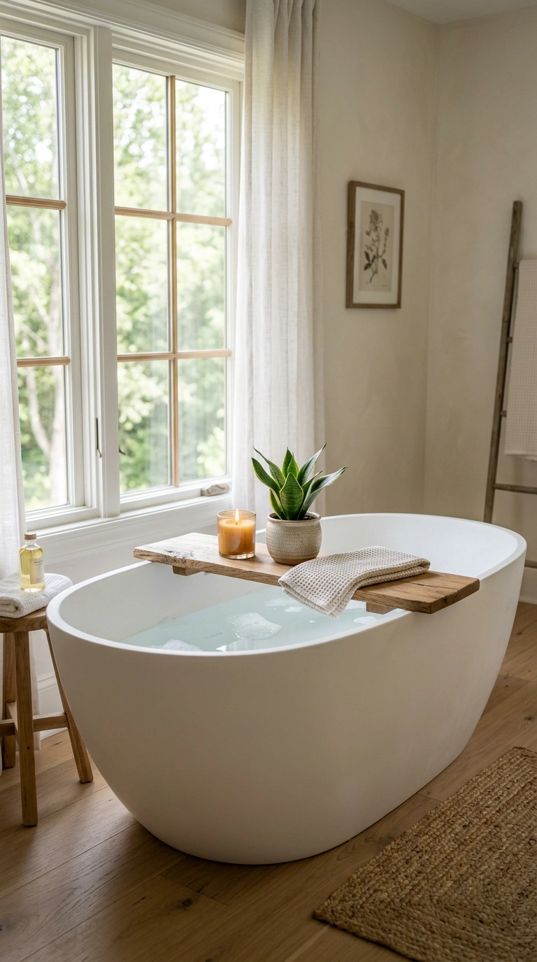 001 Freestanding Soaking Tub A freestanding oval white