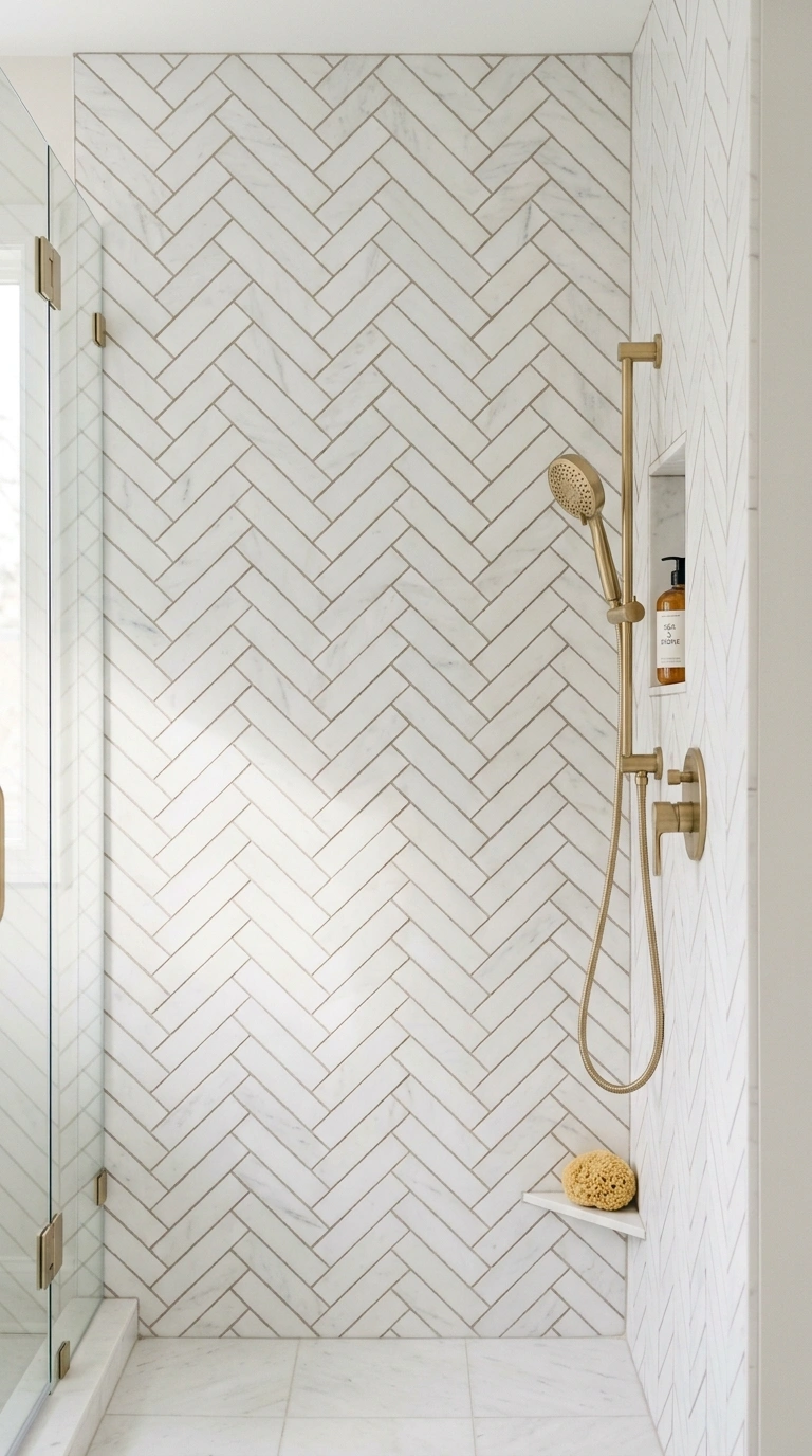 001 Herringbone Pattern Tile A close eye level shot of
