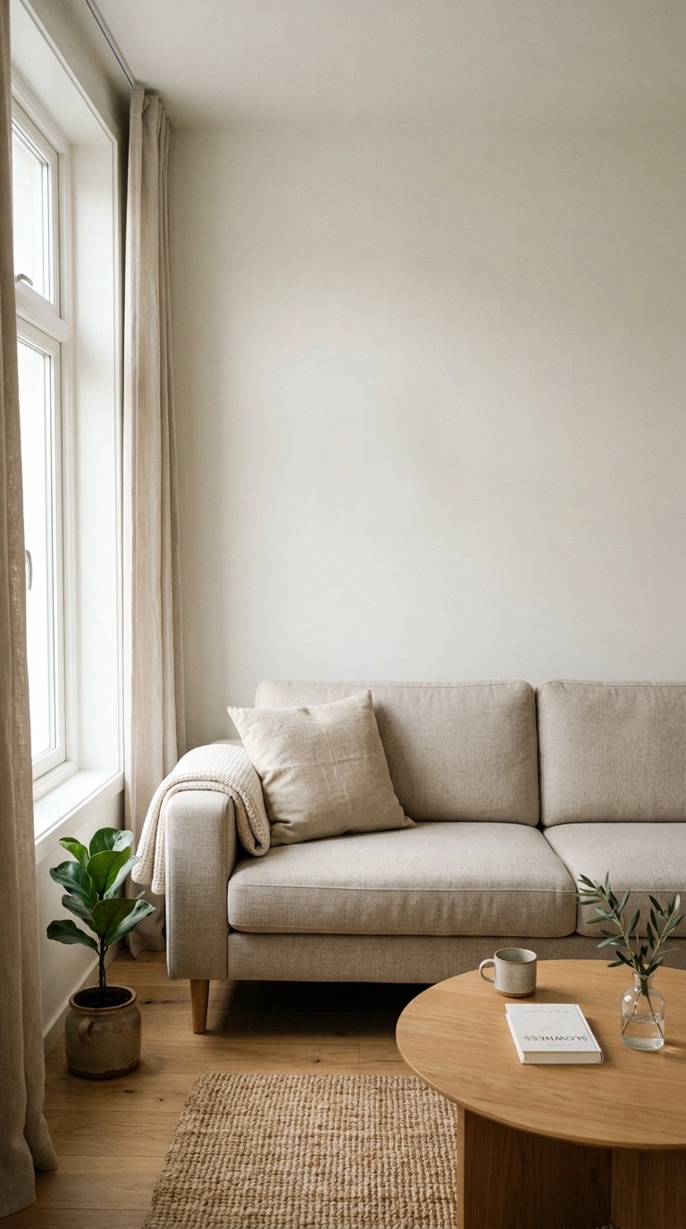 001 Neutral Sofa Base A living room with a simple neut