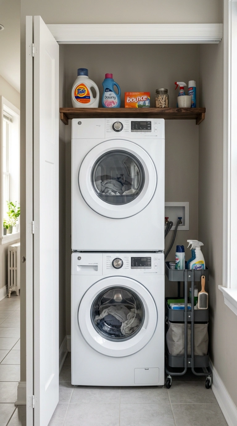 001 Stacked Washer Column A stacked white washer and d