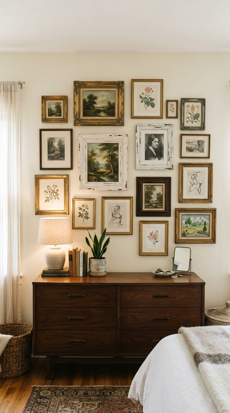 001 Thrifted Wall Art A bedroom wall above a dresser w