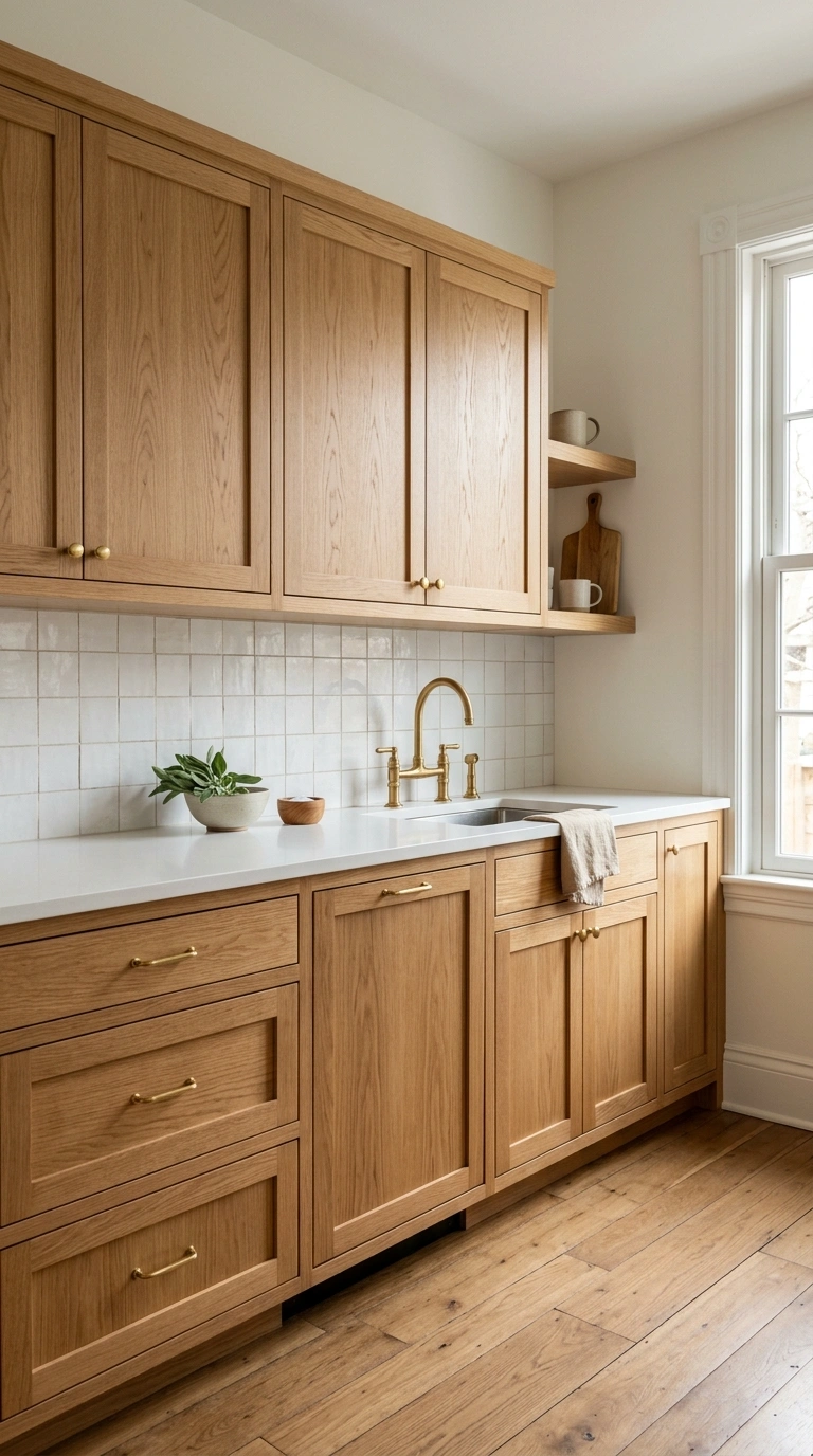 001 Warm Wood Cabinets A kitchen with light oak lower