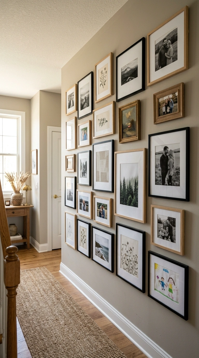 002 Gallery Wall Display A hallway wall filled with an
