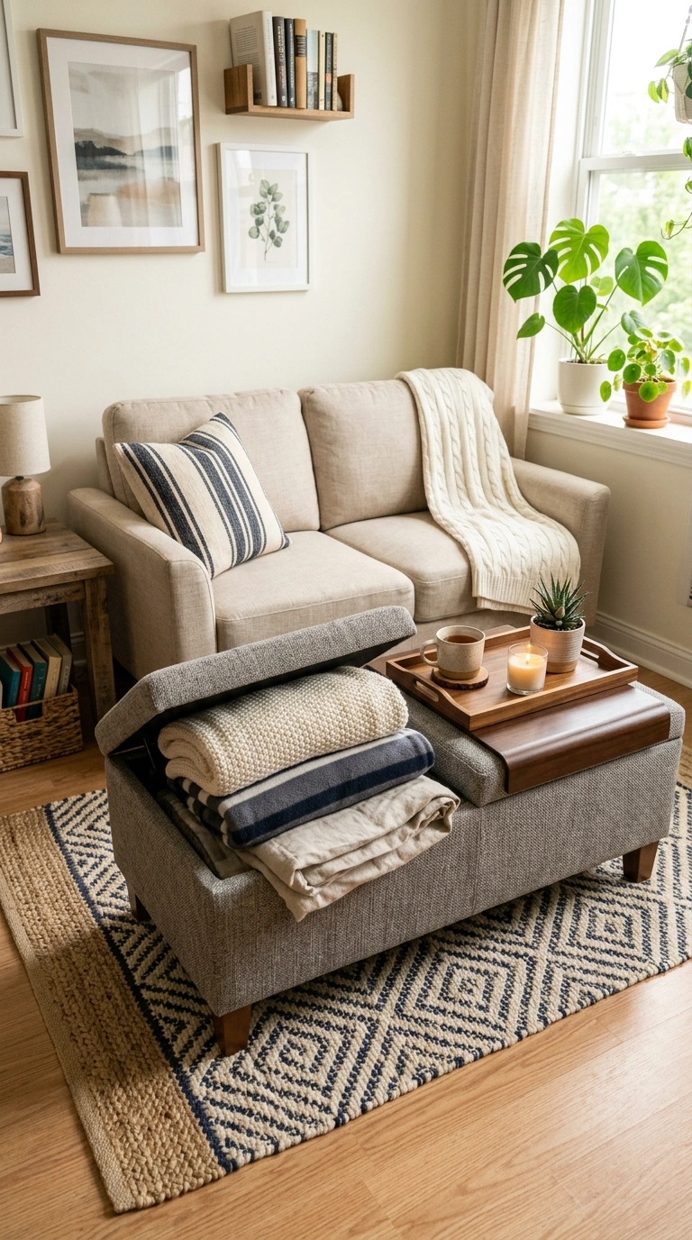 002 Multi Use Furniture A small living room with a sto