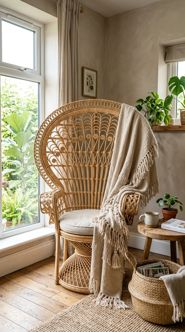 002 Rattan Peacock Chair A tall rattan peacock chair p