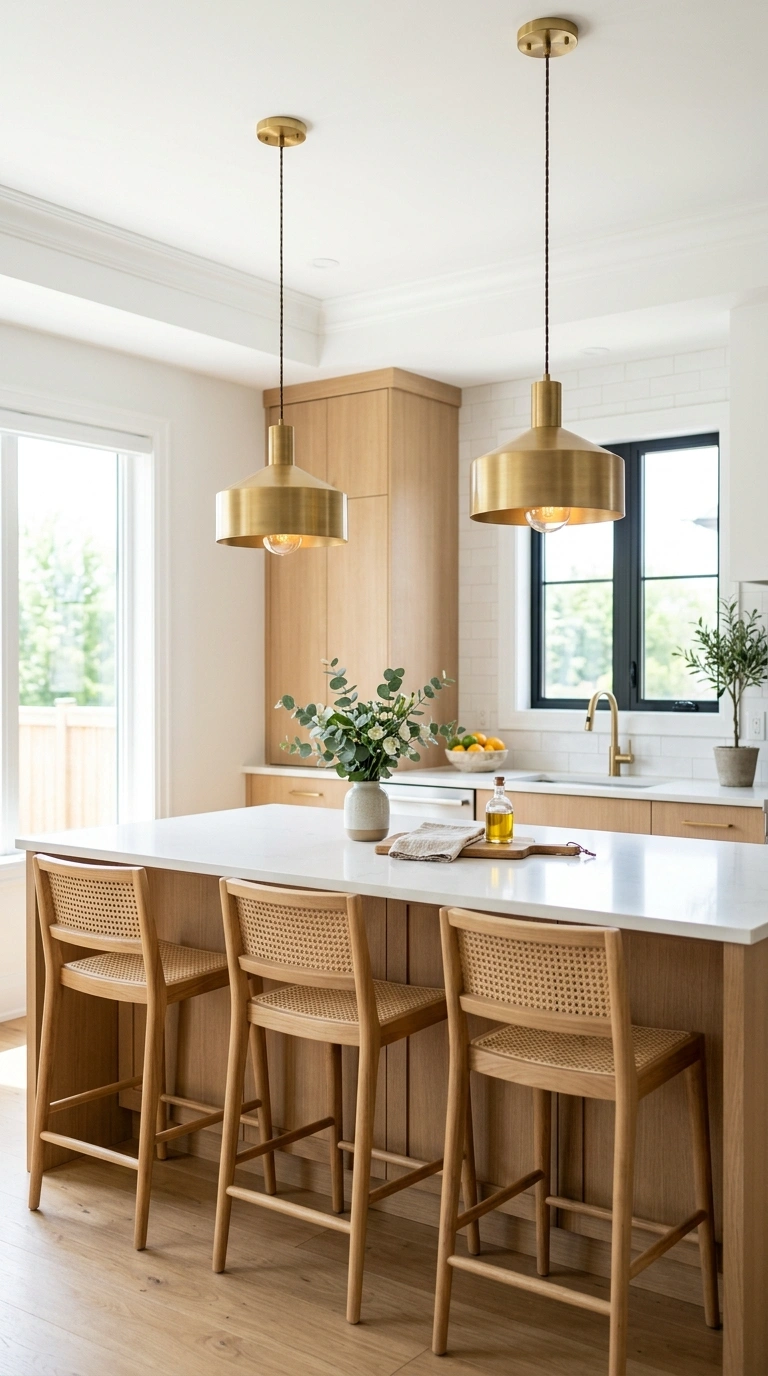 002 Statement Pendant Lights A modern kitchen island w