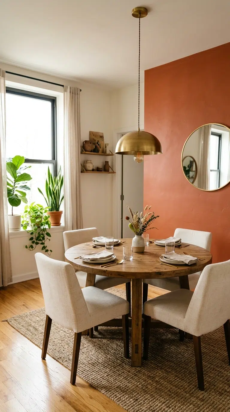 002 Warm Terracotta Walls A dining room with one terra