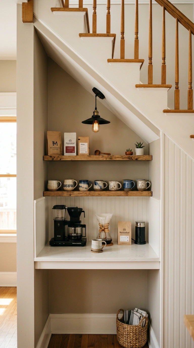 003 Built in Nook A small built in coffee nook under a