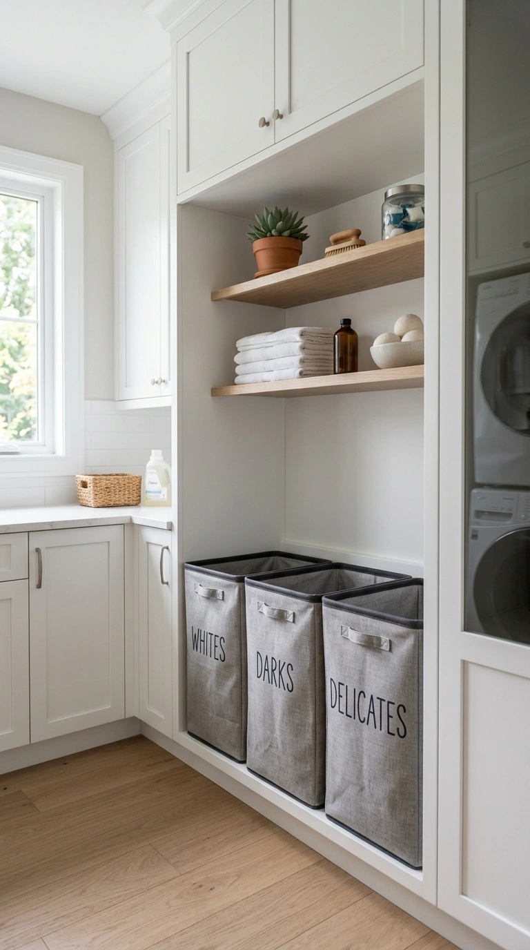 003 Hidden Hamper Nook A tall built in cabinet nook in