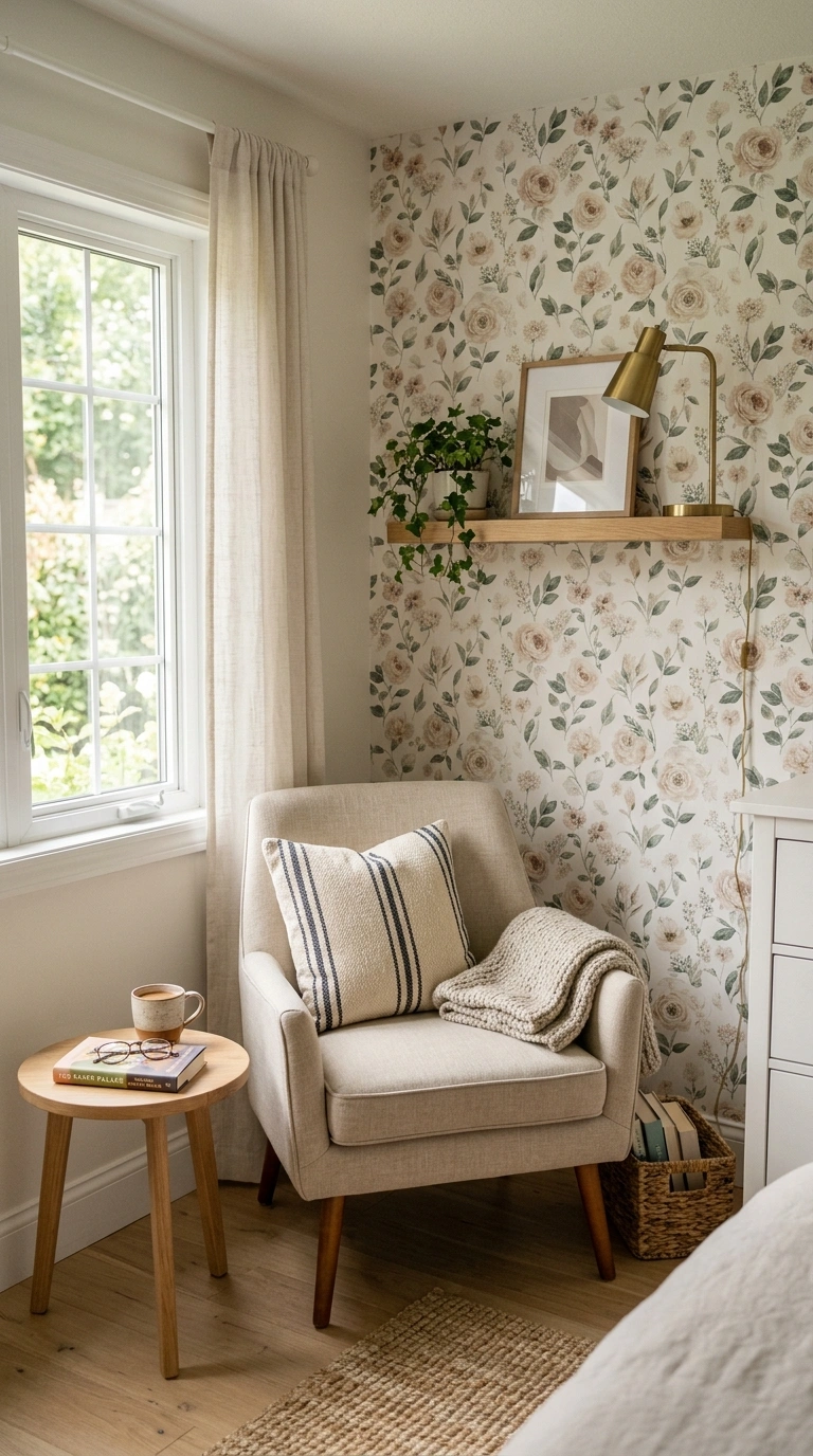003 Use Peel and Stick Wallpaper A small bedroom nook