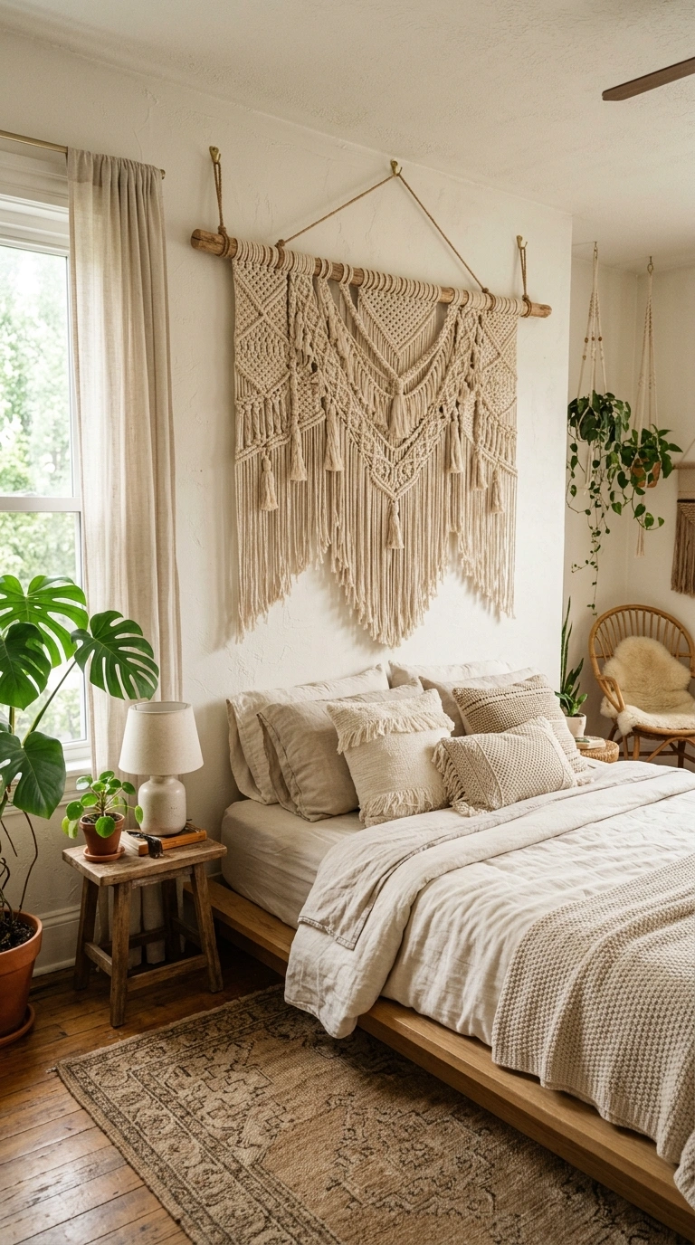 004 Add a Woven Tapestry A bedroom with a large natura