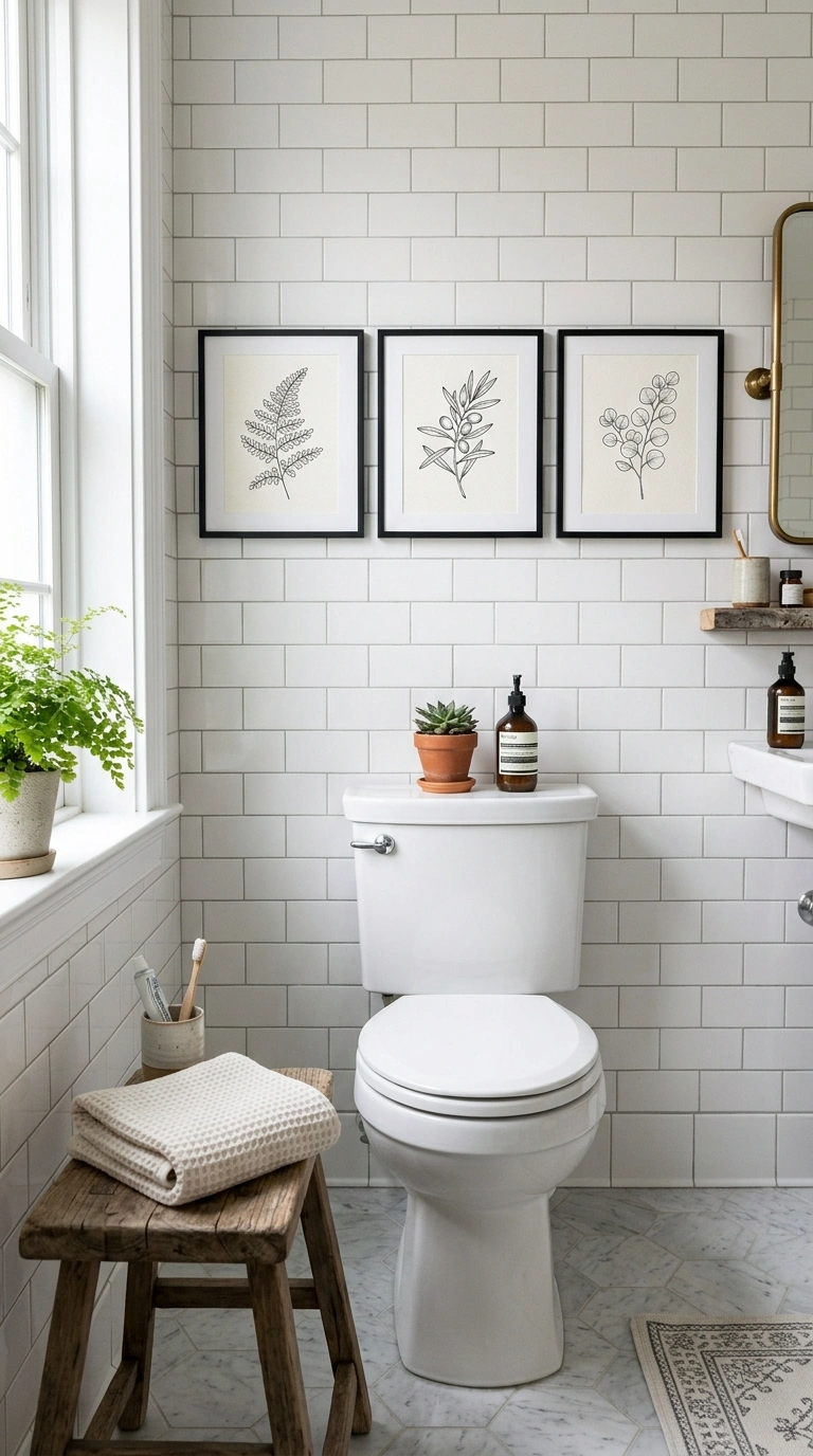 004 Botanical Print Wall A bathroom wall above a toile