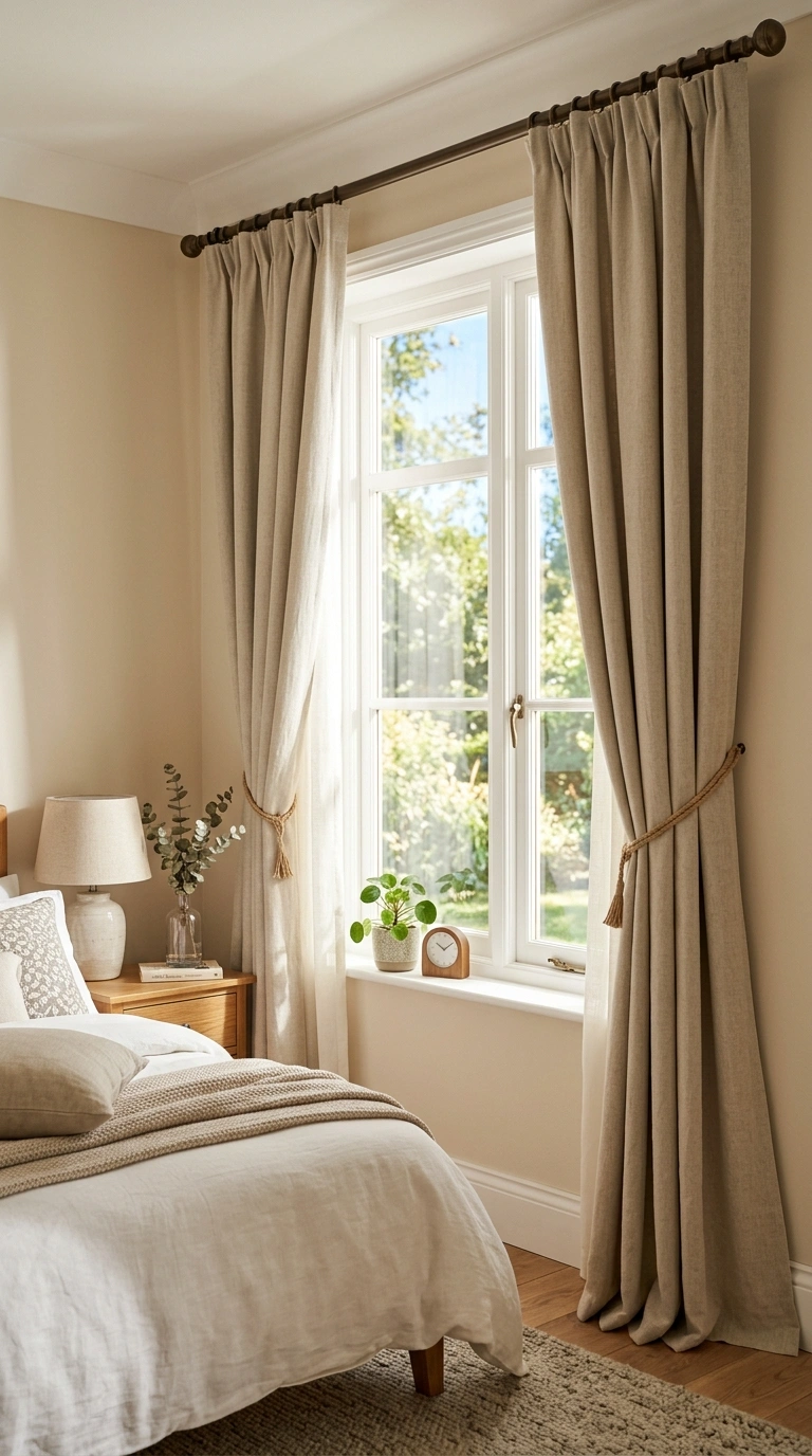 004 Budget Curtain Upgrade A bedroom window with solid