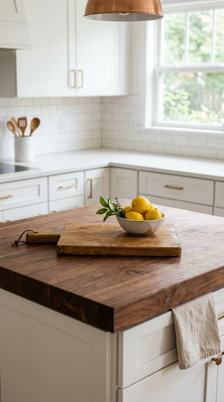 004 Butcher Block Counters A kitchen island topped wit