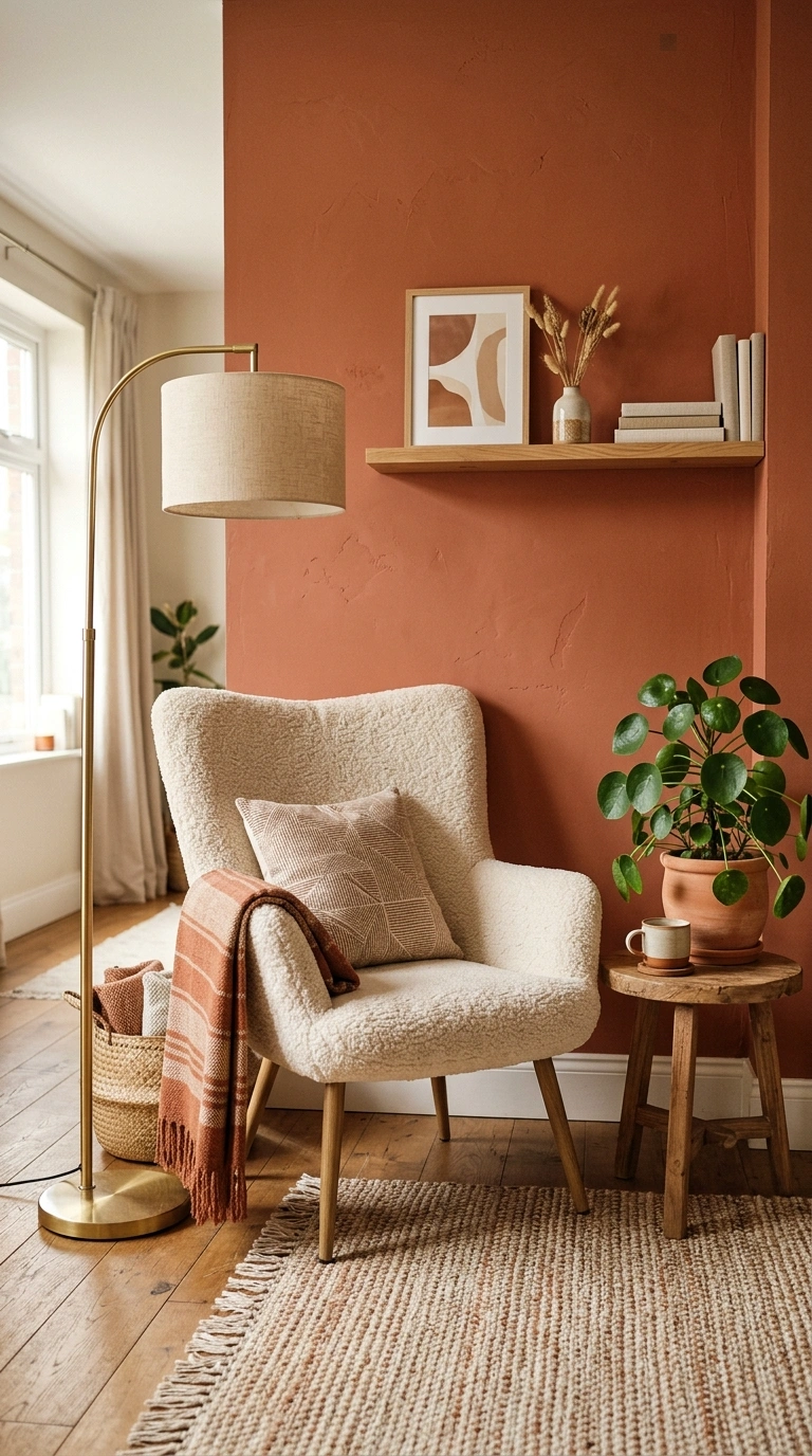 004 Earthy Terracotta Tones A living room corner with