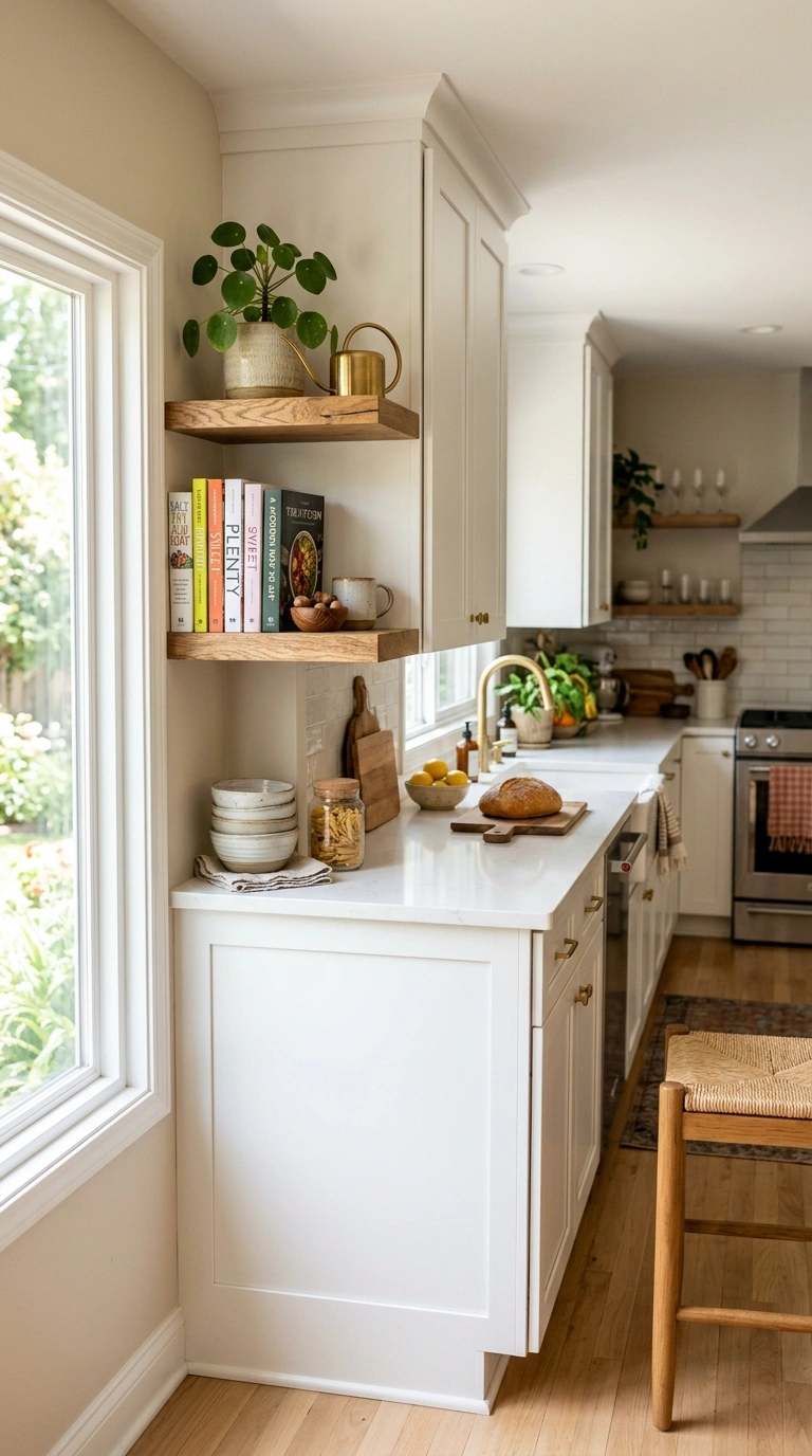 004 Open Shelf End A kitchen peninsula with a short ru