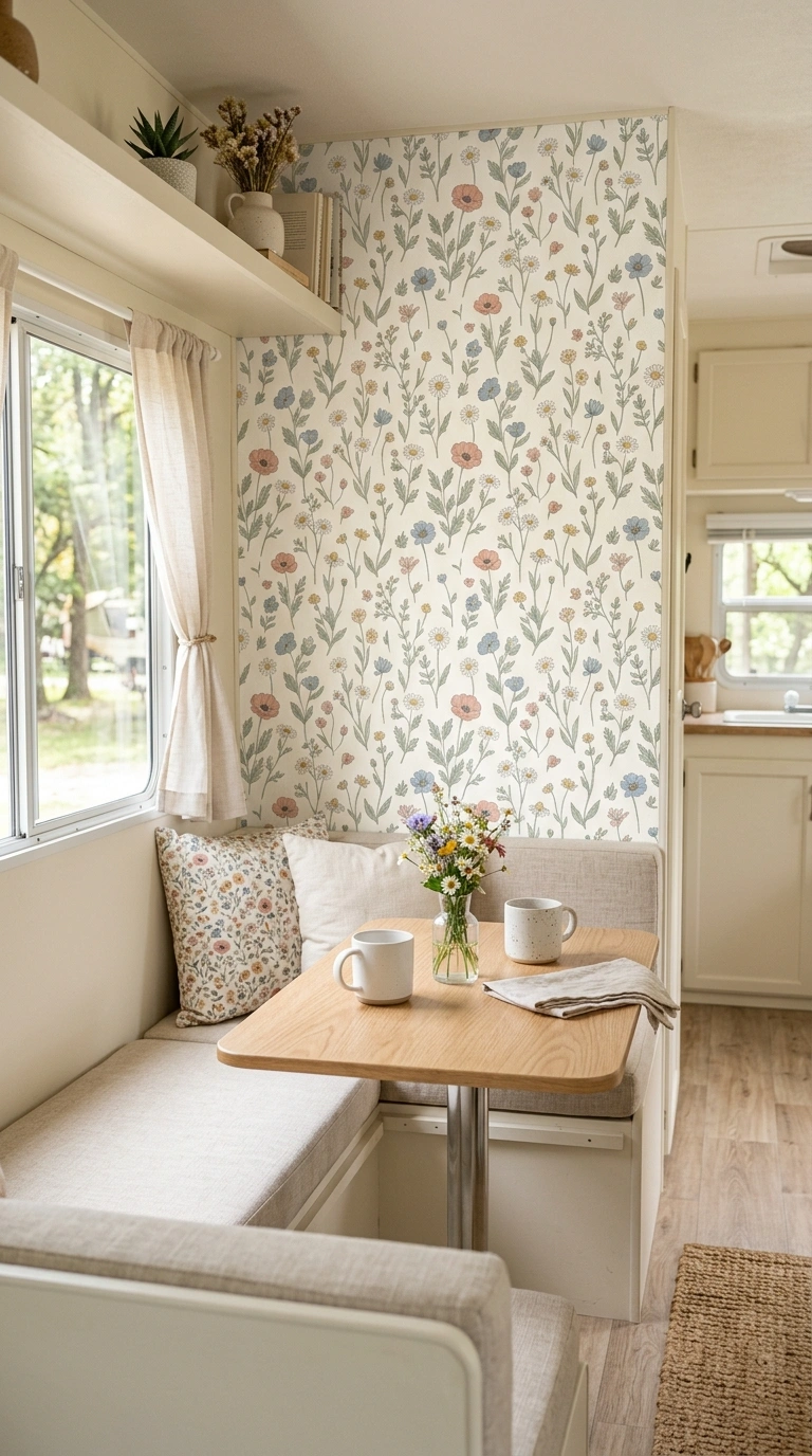 004 Removable Wallpaper Accent An RV dinette wall cove