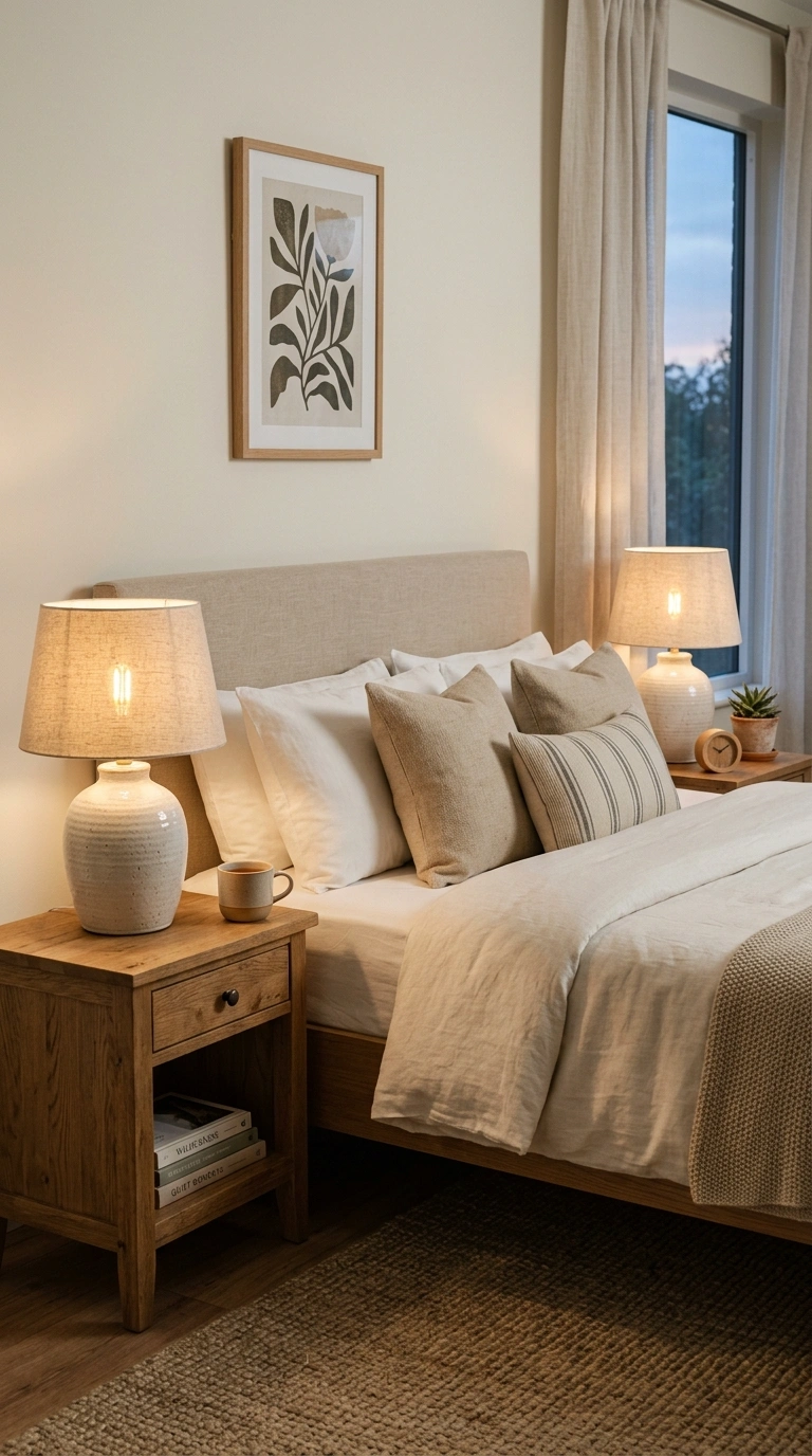 005 Bedside Lighting Two matching ceramic table lamps