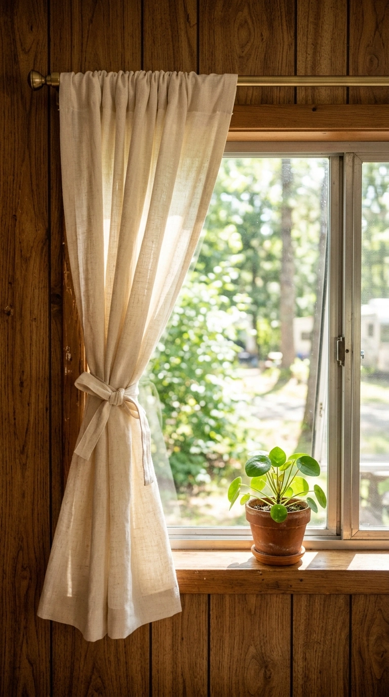 005 Curtain Swap Upgrade An RV window with a soft crea
