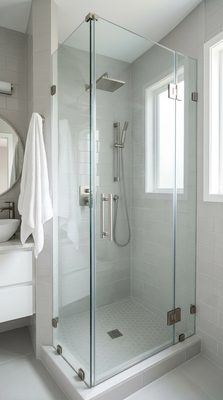 005 Frameless Glass Door A small bathroom shower area