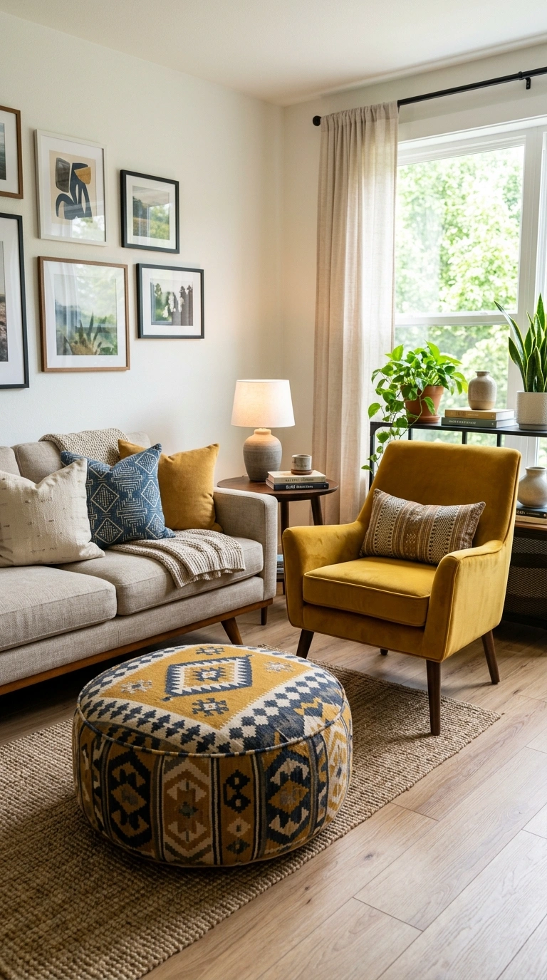 005 Mix Bold Furniture Pieces A living room with a neu
