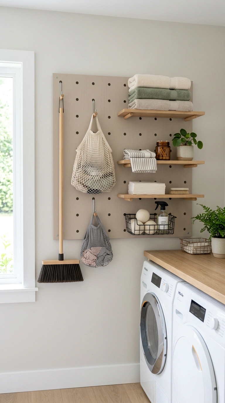 005 Pegboard Wall System A soft neutral pegboard mount