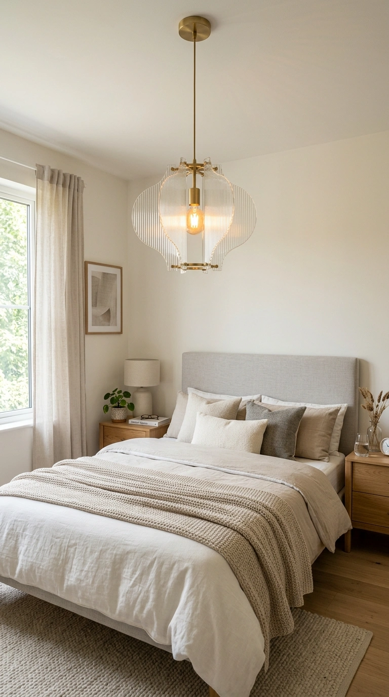 005 Statement Ceiling Light A bedroom with a sculptura
