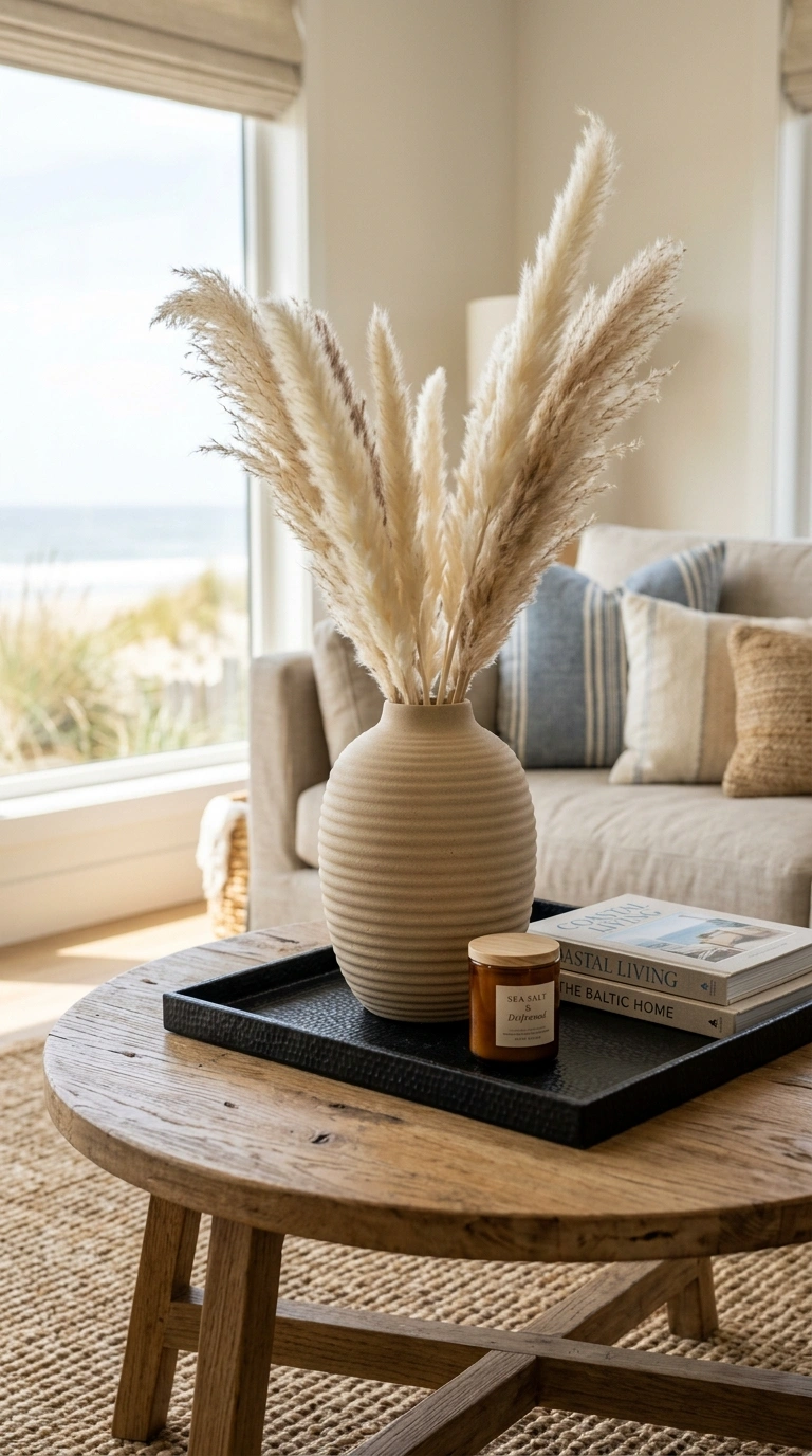 005 Textured Ceramic Vase A coffee table with a ribbed