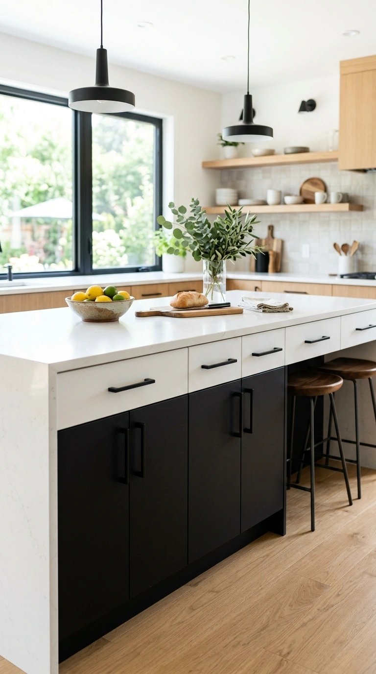 005 Two Tone Cabinet Doors A kitchen island with white