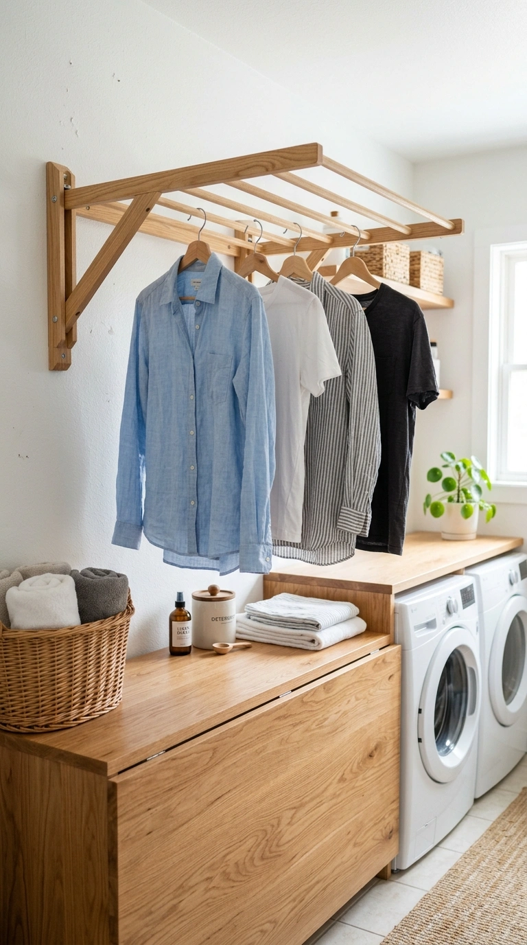 005 Wall Mounted Drying Rack A laundry room wall with