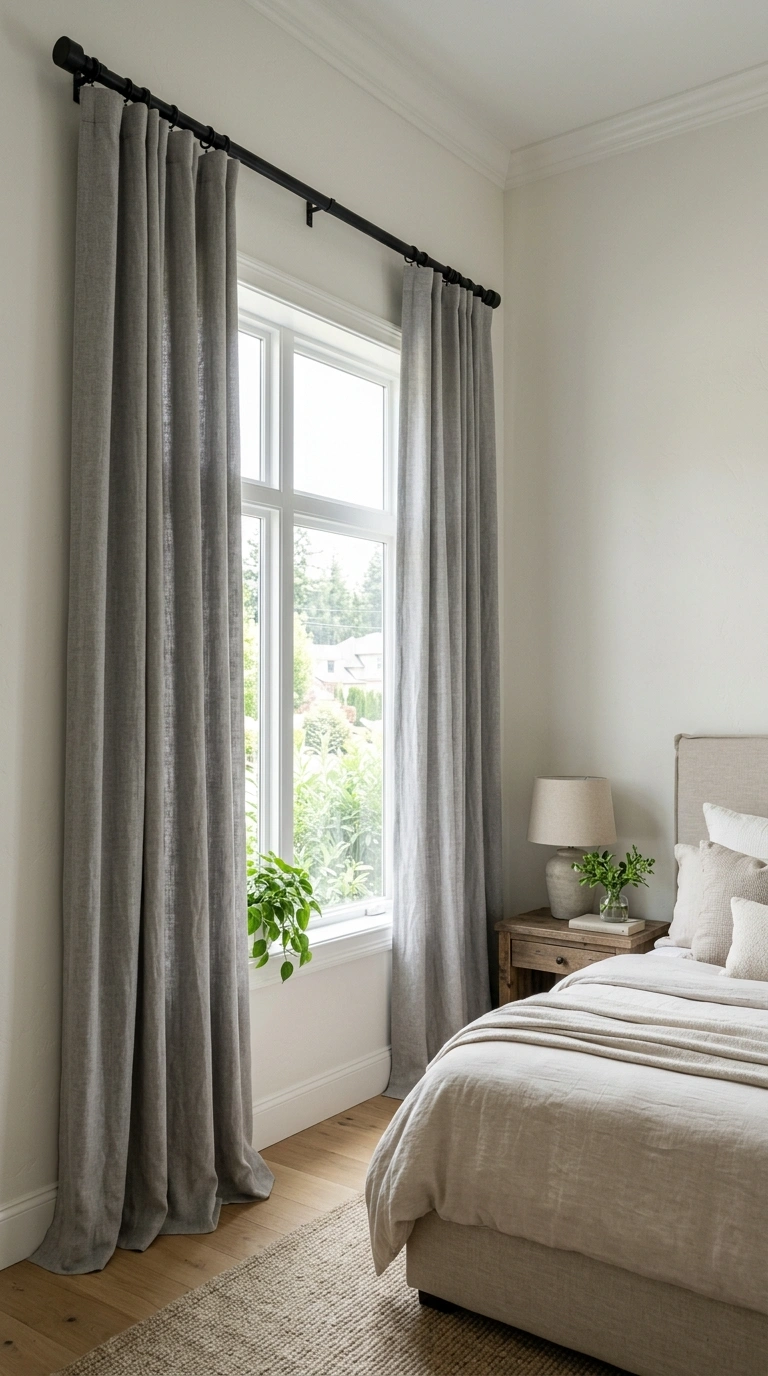 006 Blackout Curtains Floor length linen look curtains