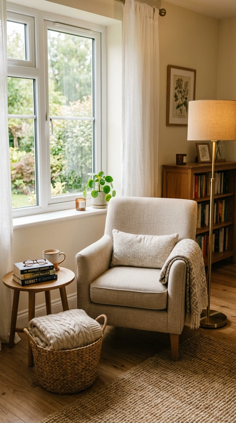 006 Cozy Reading Corner A living room corner near a wi
