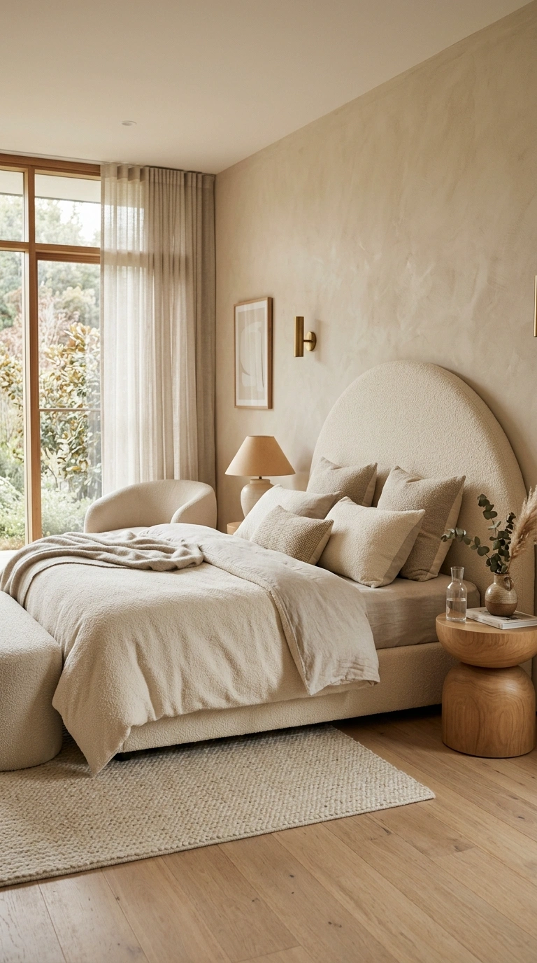 006 Curved Soft Furniture A bedroom with an arched bou