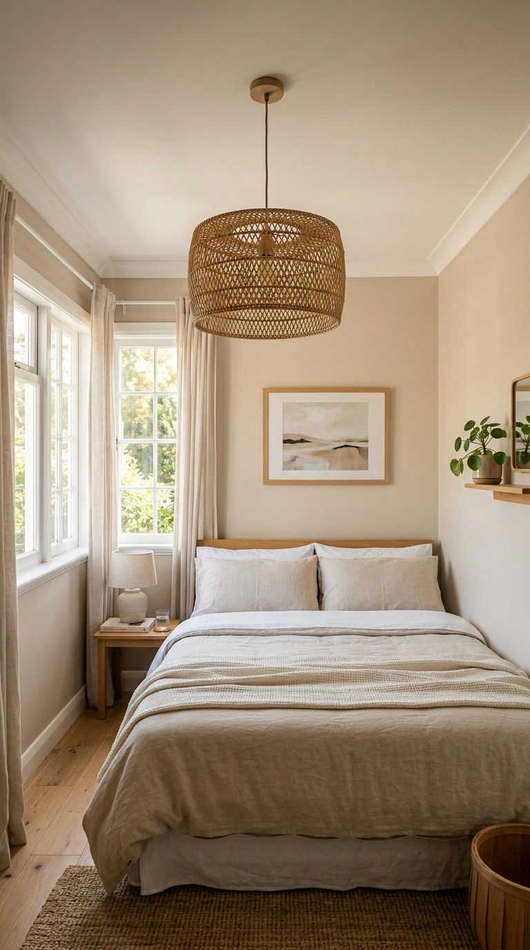 006 Statement Ceiling Light A small bedroom with a wov