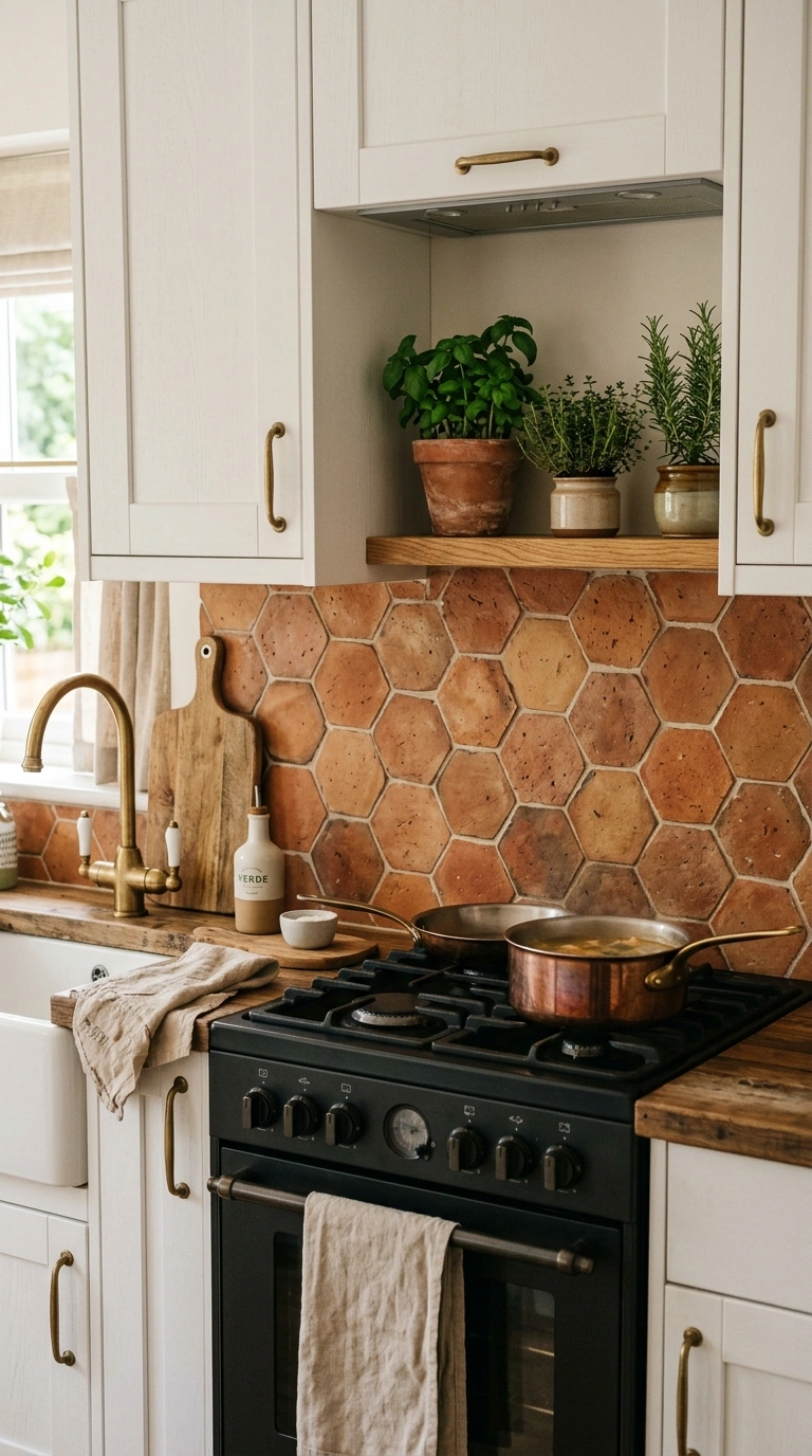006 Terracotta Backsplash Tile A kitchen with a