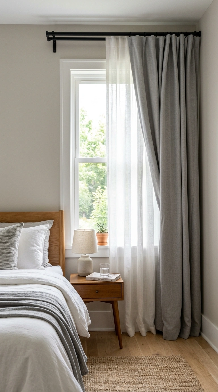 007 Blackout Drapery Layer A small bedroom window with