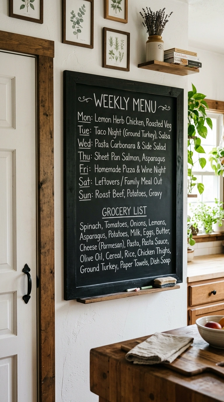 007 Chalkboard Menu Wall A large framed chalkboard wit