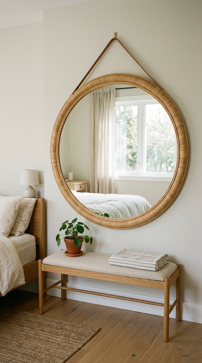 007 Hang a Statement Mirror A large round rattan frame