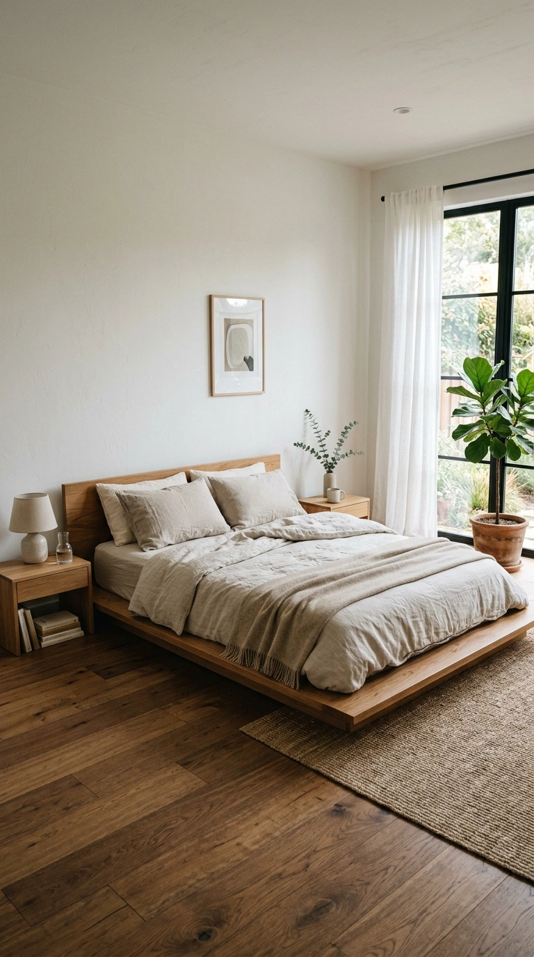 007 Low Platform Beds A low wood platform bed close to