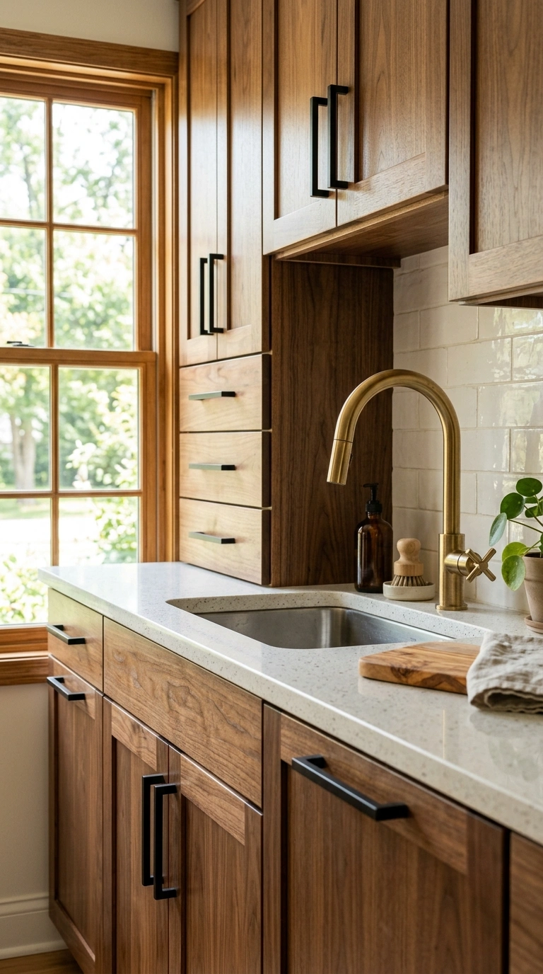 007 Matching Metal Finishes A kitchen cabinet wall wit