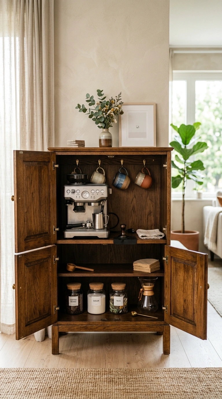 007 Mini Bar Cabinet A small vintage wood cabinet with