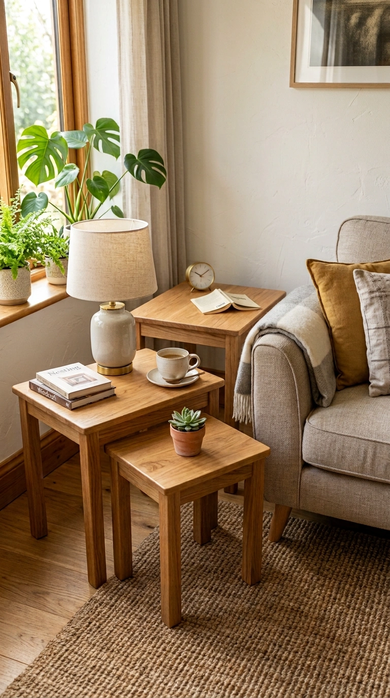 007 Nesting Side Tables A set of three nesting wood si