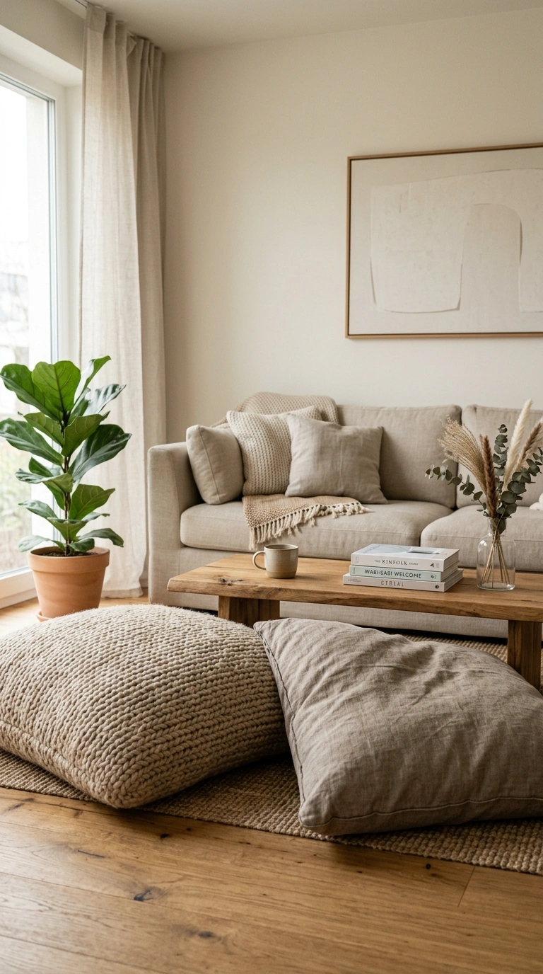 007 Oversized Floor Cushions A living room with two la