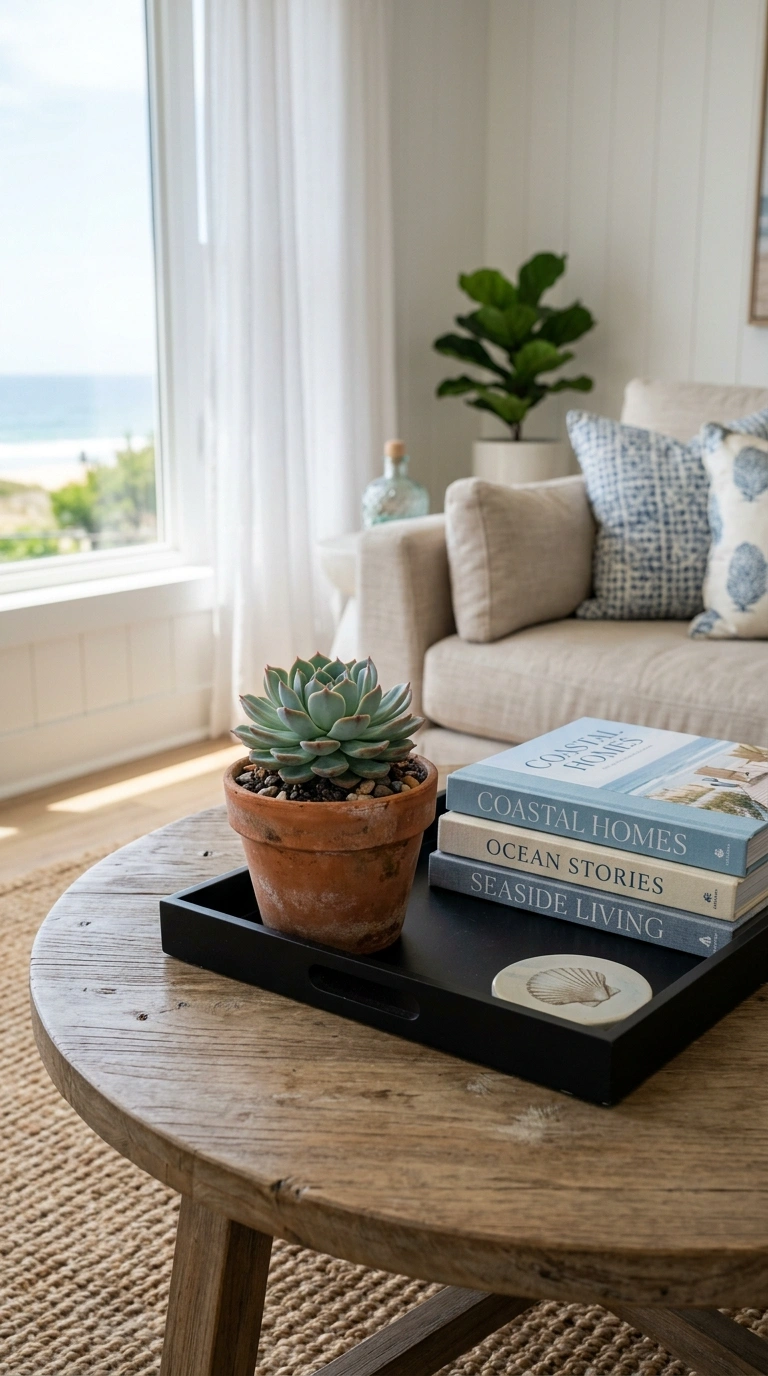 007 Small Potted Succulent A coffee table with a black
