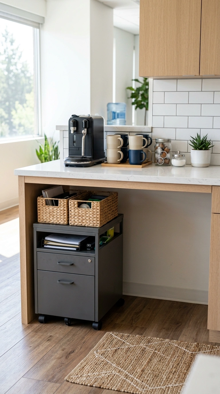 007 Under Counter Station An office kitchenette counte