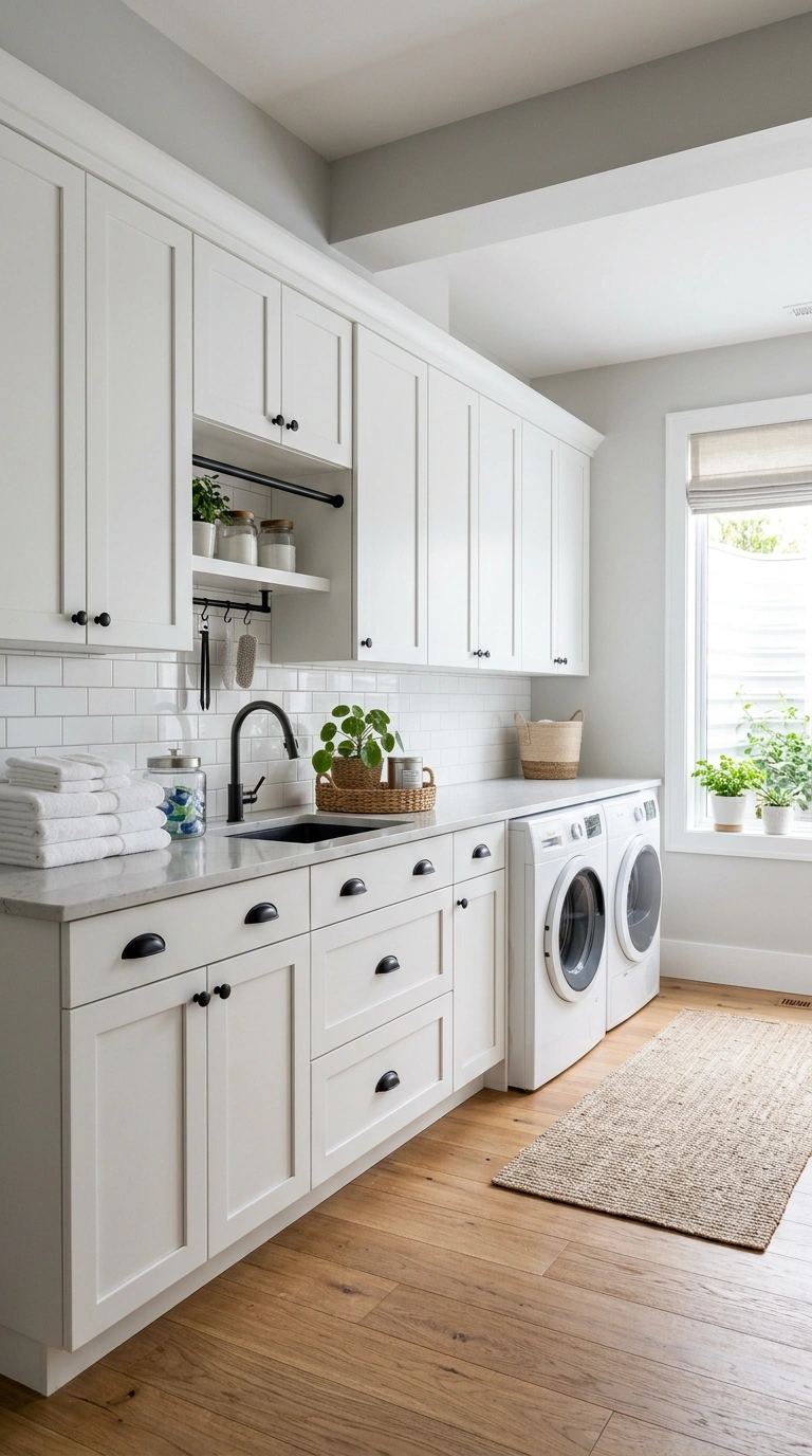 009 Built In Cabinetry Wall A basement laundry room wi